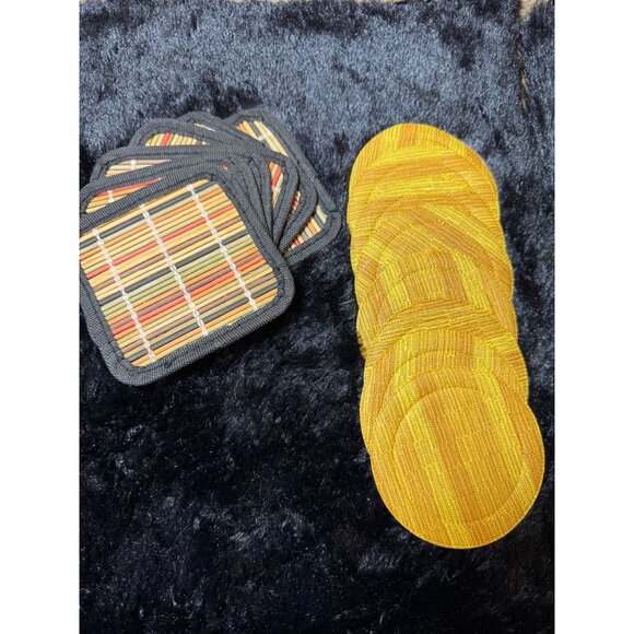 Vintage 70"s  Coasters 2 Bundles Of Coasters Bar Bamboo Sticks Set Golden Set - Picture 3 of 6
